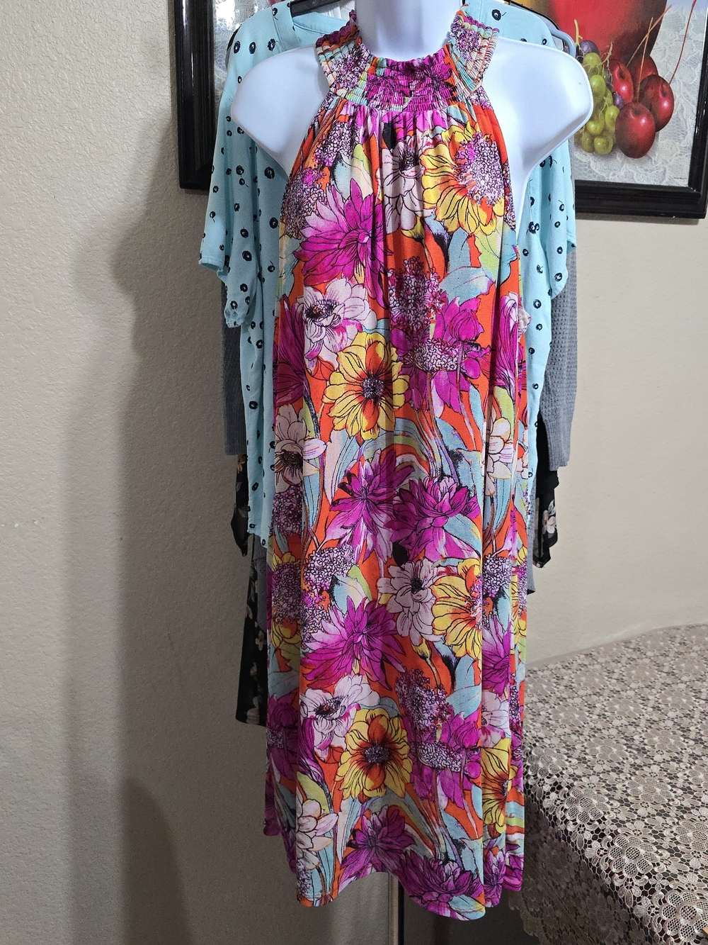 Cupio Floral Midi Dress in Pink, Orange, Yellow & Aqua